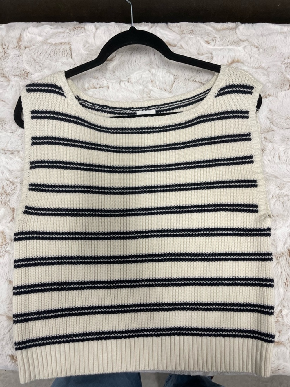 Song of Style Cream and Black Striped Sweater vest